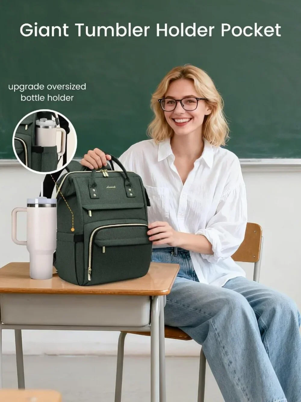 Stylish Waterproof Laptop Backpack for Women, 15.6